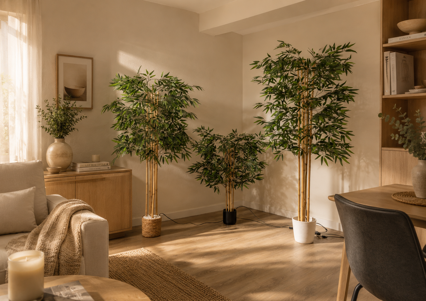 Planta artificial de bambú con / sin lampara
